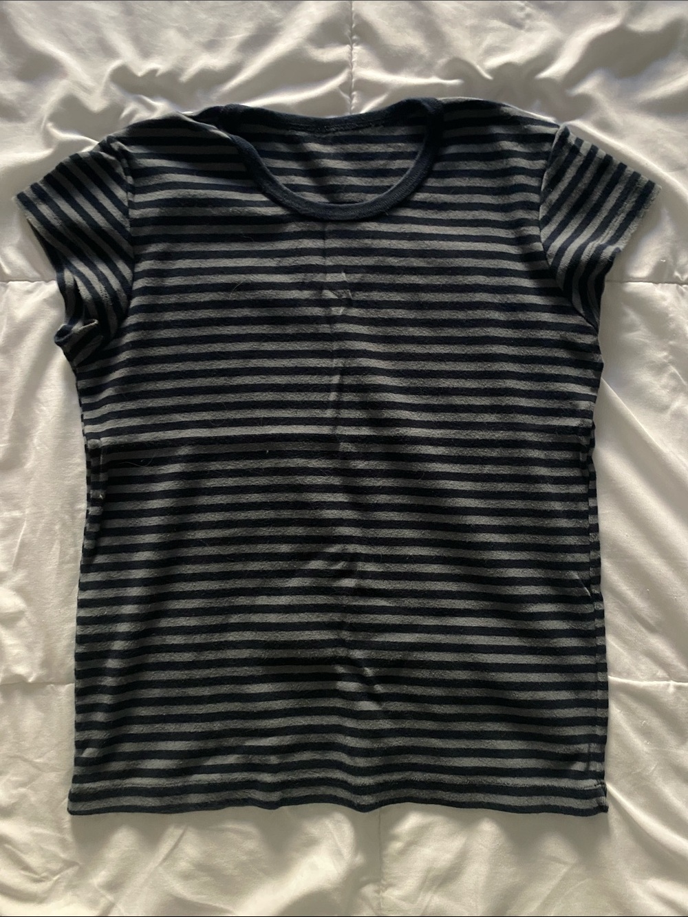 Brandy Melville Dark Blue Striped Short Sleeve Tee